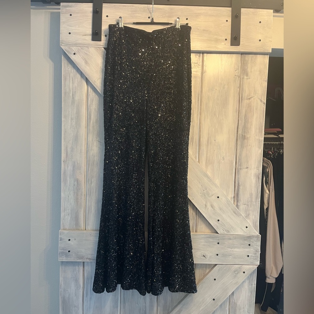 High Waist Sequin Flare pants by Express